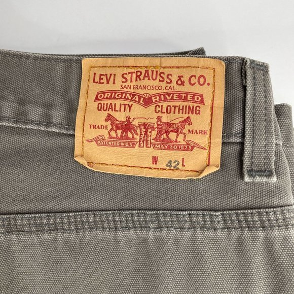 Levi's Gray Canvas Carpenter Shorts Flat Front Mens Size 42  Actual 43‎ - Picture 7 of 9